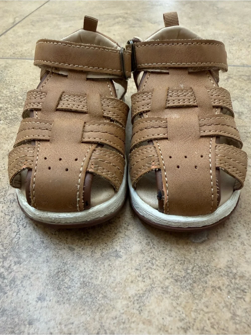 Stride Rite Tan/Brown Kids Leather Sandals